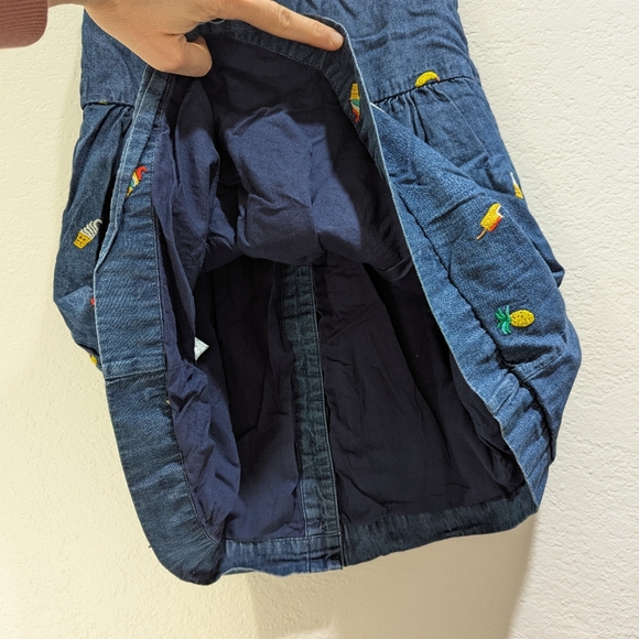 Hanna Andersson Chasing Summer Button Up Chambray Denim Embroidered Dress 5T - Picture 8 of 11